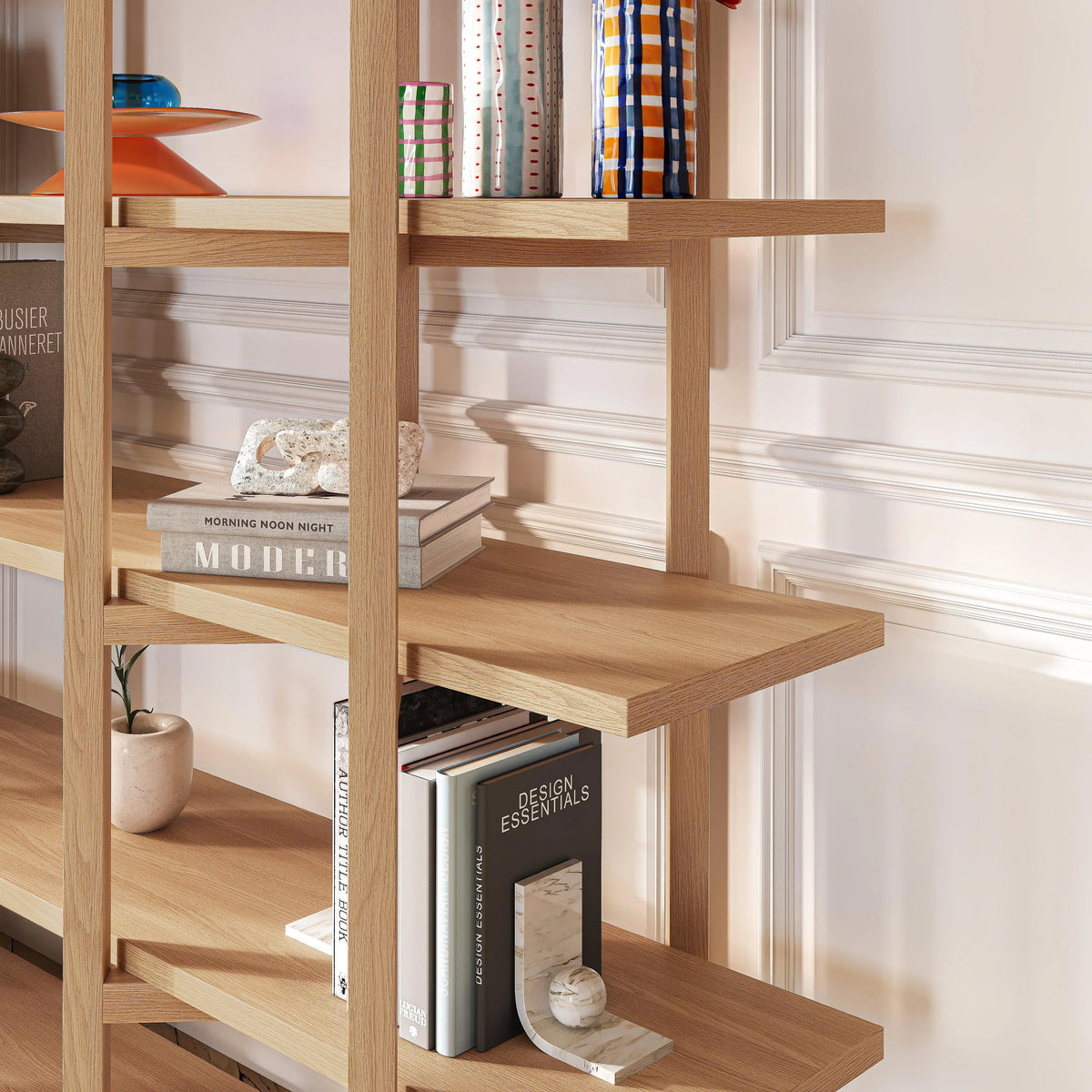 JANOA - Oak Large 5-shelf Bookcase