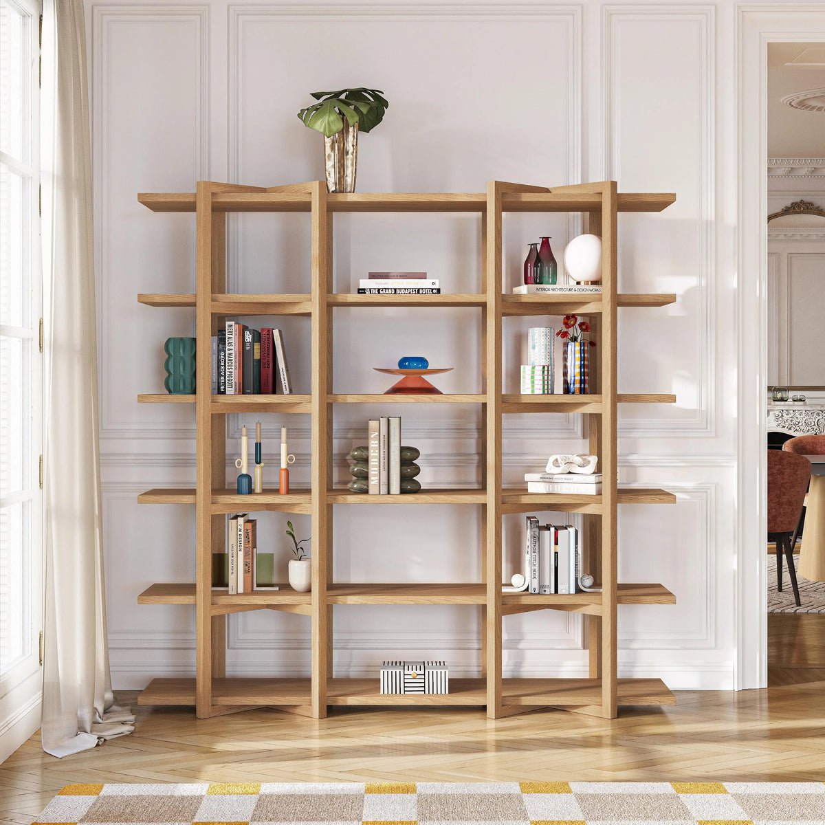 JANOA - Oak Large 5-shelf Bookcase