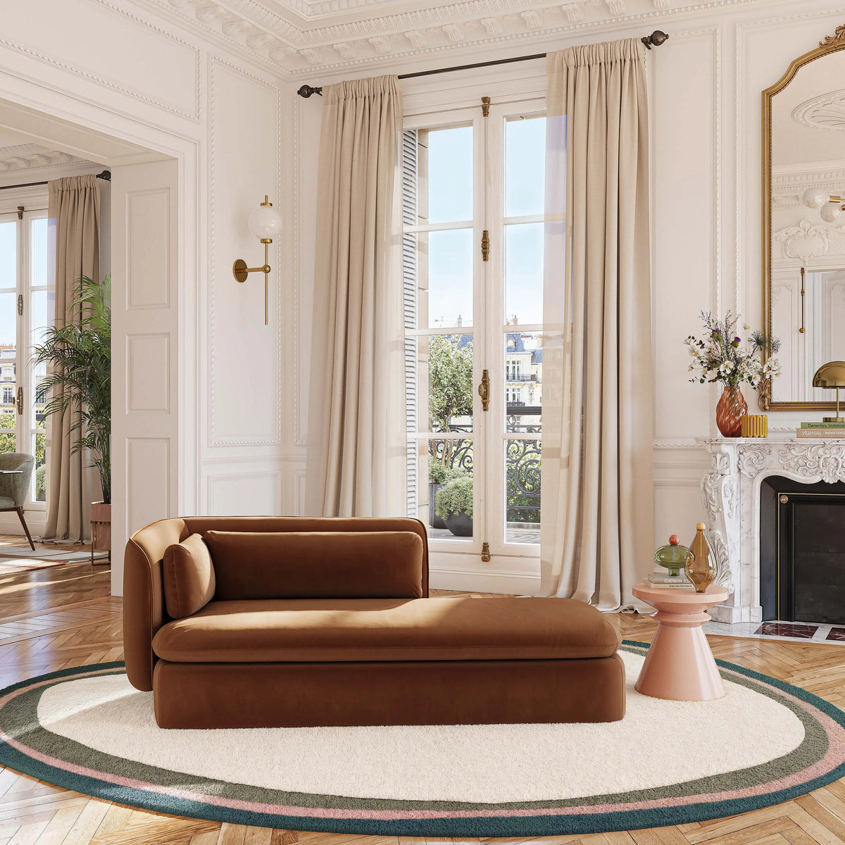 KALMIA - Fabric Chaise Sofa - Right Facing