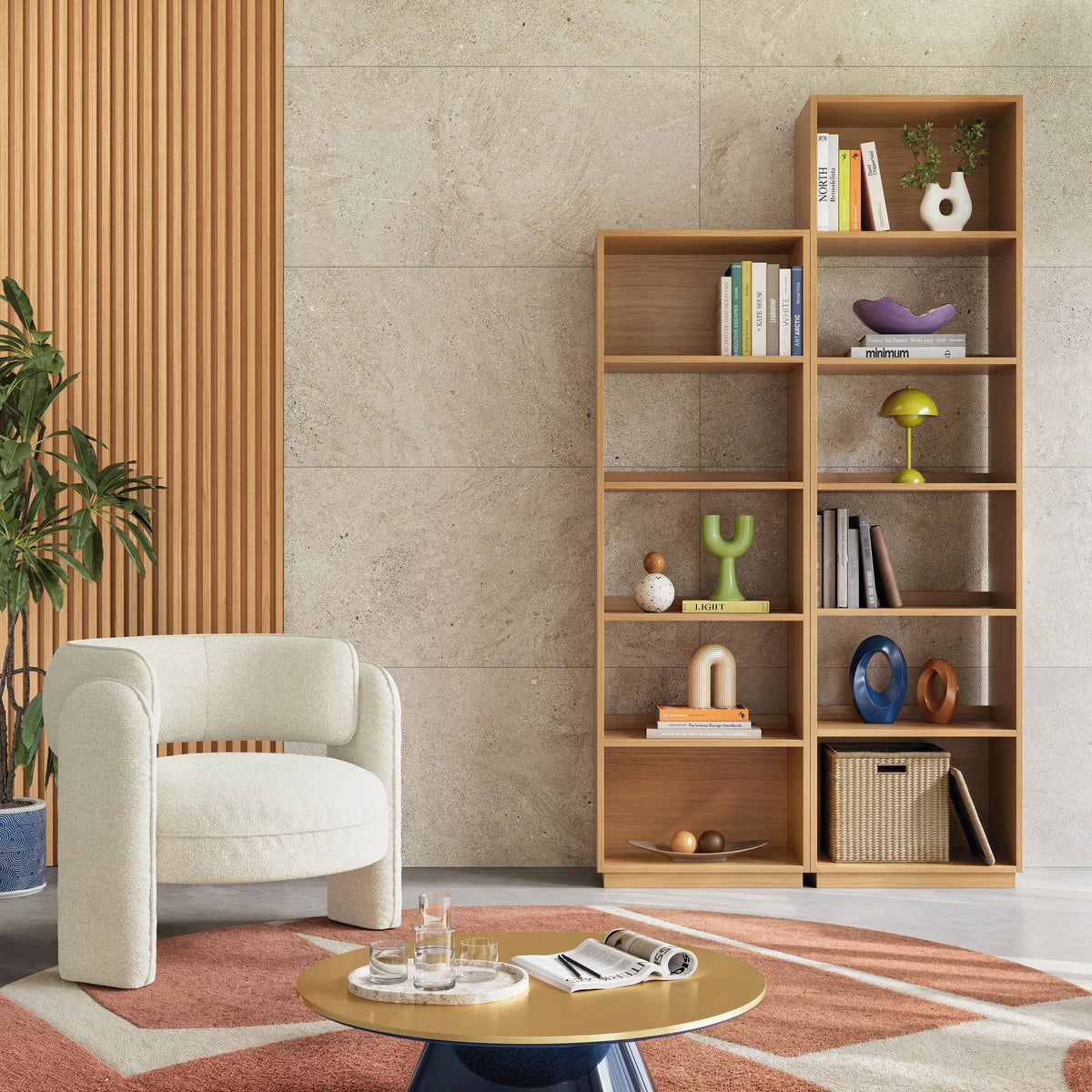 KUDA - Oak Bookcase - 4 Shelves