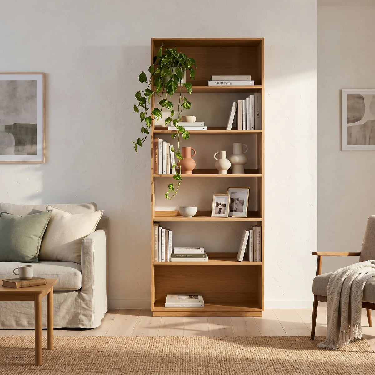 KUDA - Oak Bookcase - 5 Shelves