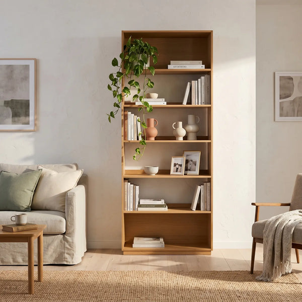KUDA - Oak Bookcase - 5 Shelves