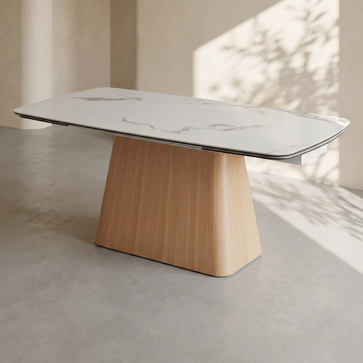 LINKA - Ceramic & Oak Extendable Dining Table