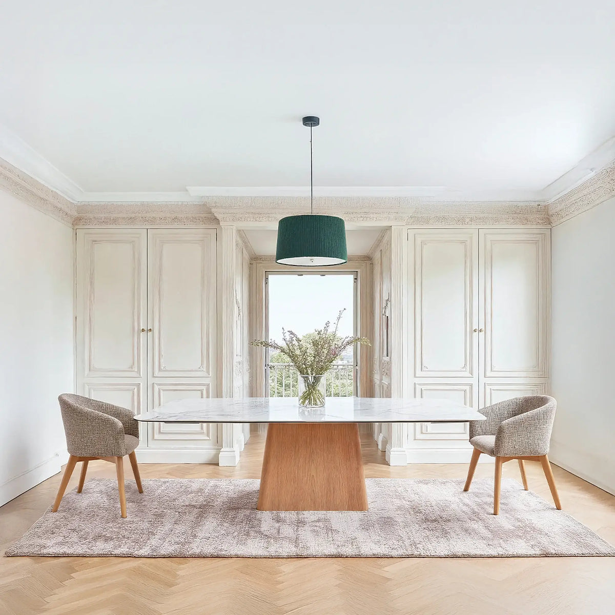 LINKA - Ceramic & Oak Extendable Dining Table