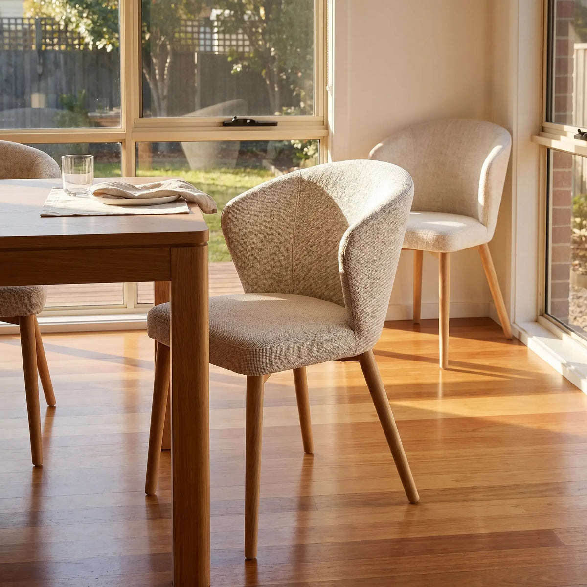 LURIS - Chenille & Oak Set of 2 Chairs