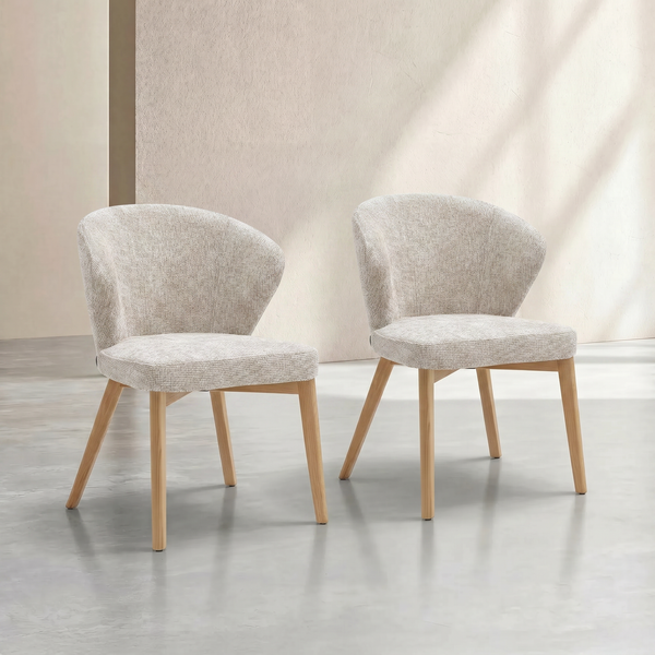LURIS - Chenille & Oak Set of 2 Dining Chairs
