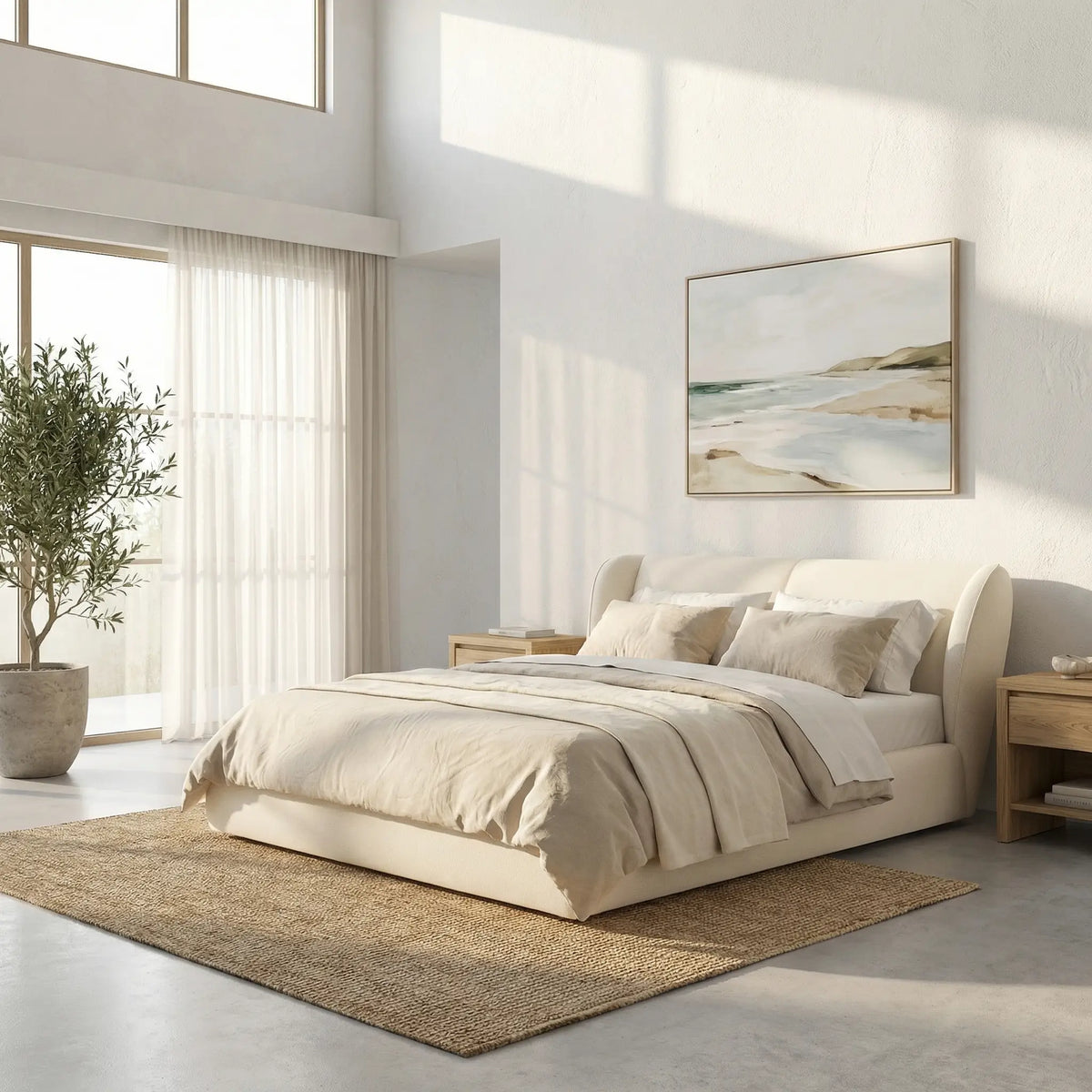 MALO - Fabric Storage Bed - Queen Size