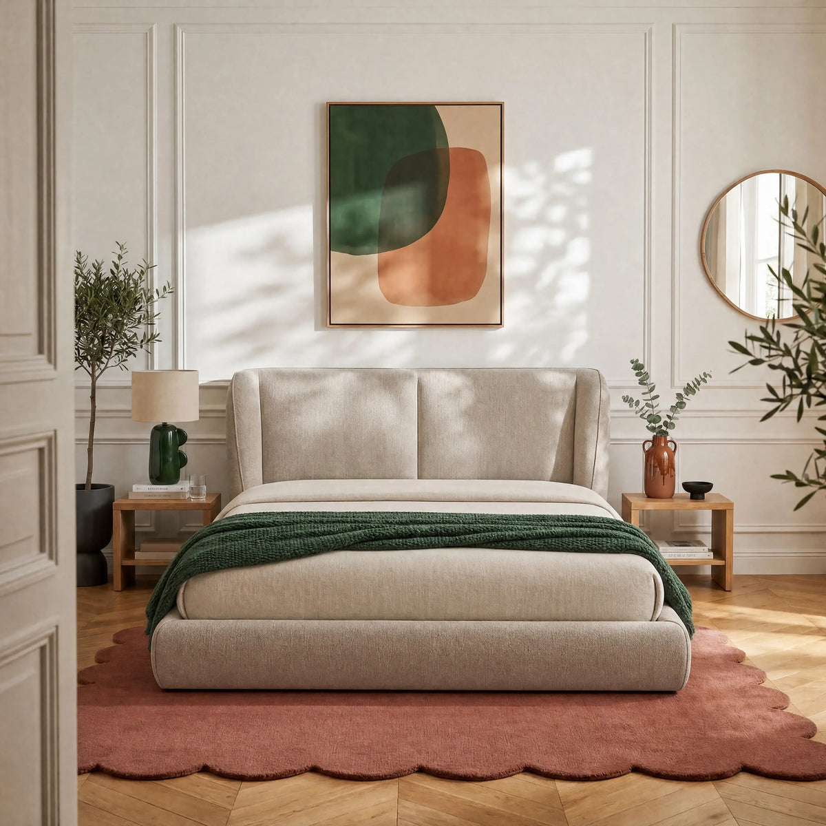 MALO - Fabric Storage Bed - Queen Size