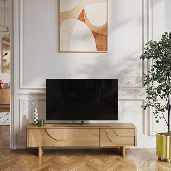 MILORD - Oak 3 Drawer Entertainment Unit