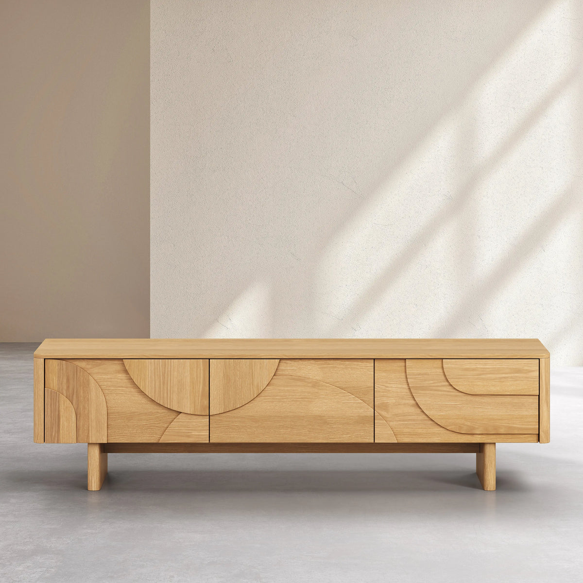 MILORD - Oak 3 Drawer Entertainment Unit