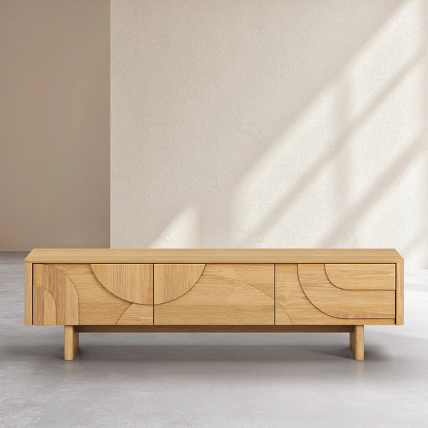 MILORD - Oak 3 Drawer Entertainment Unit