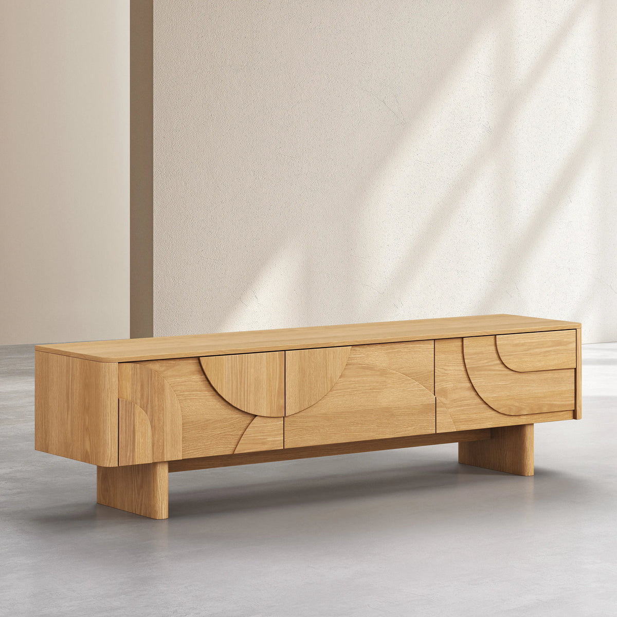 MILORD - Oak 3 Drawer Entertainment Unit