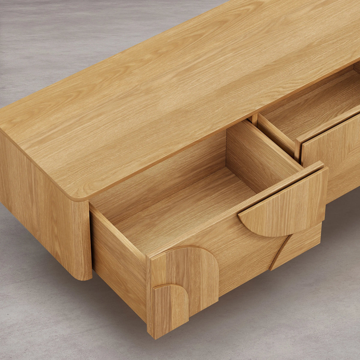 MILORD - Oak 3 Drawer Entertainment Unit