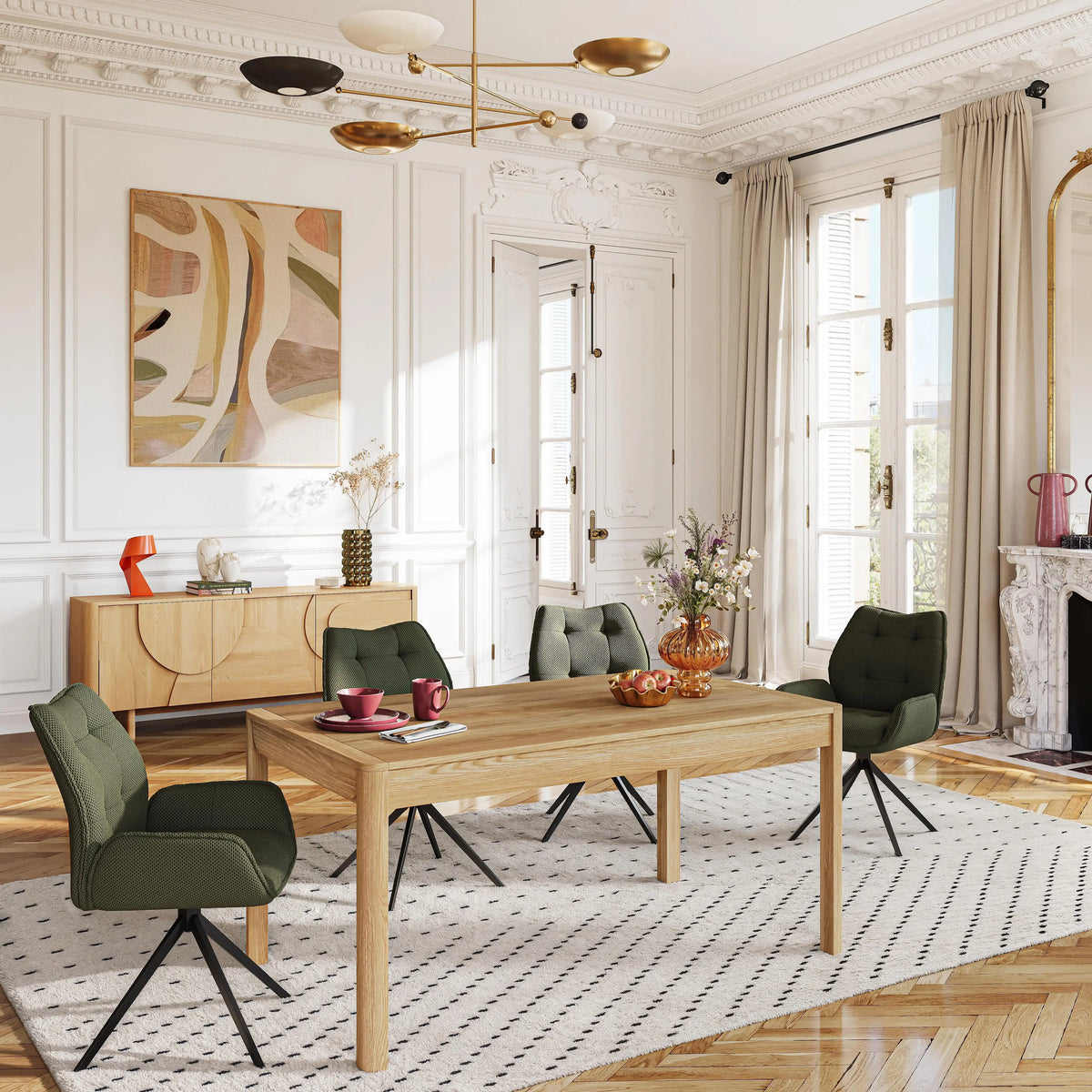 MILORD - Oak Extendable Rectangular Table