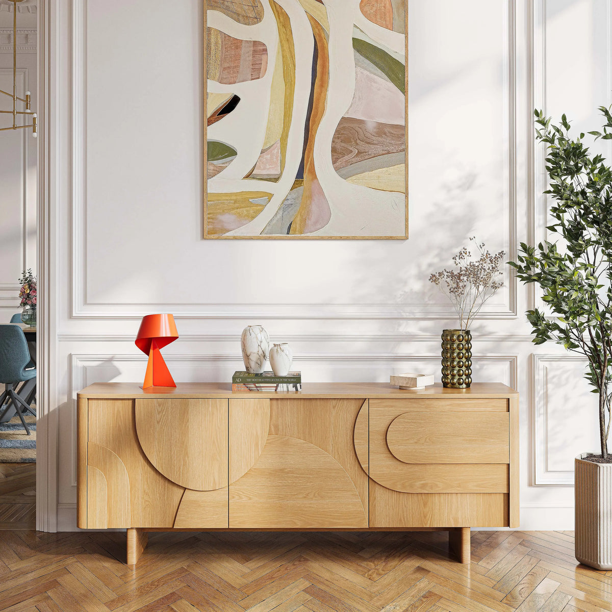 MILORD - Oak 3 Door Sideboard