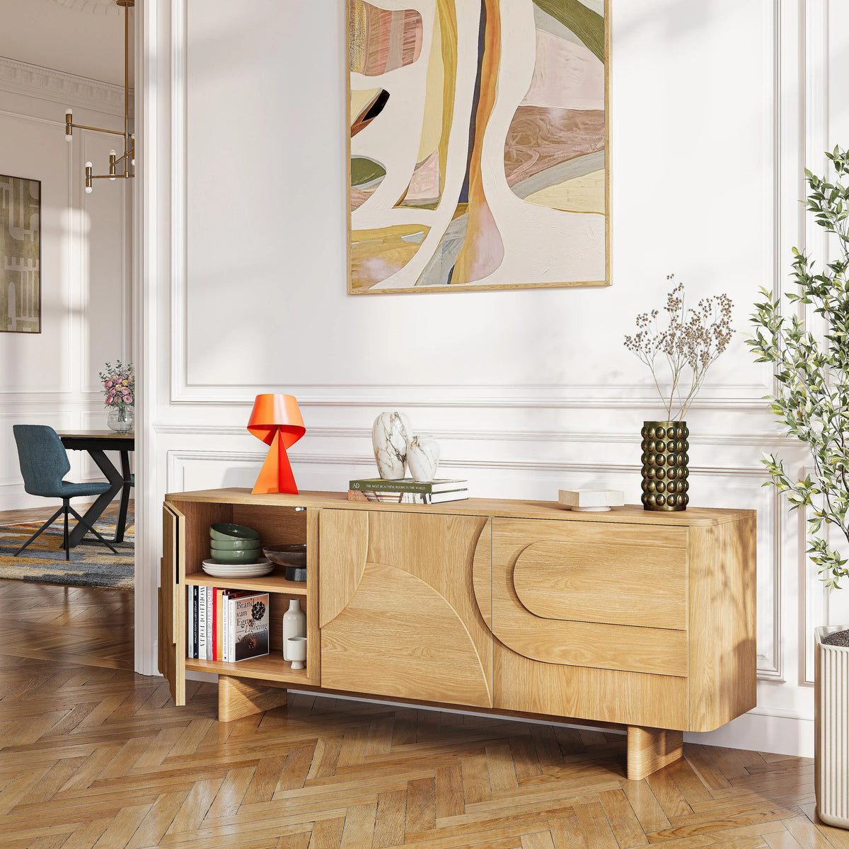 MILORD - Oak 3 Door Sideboard