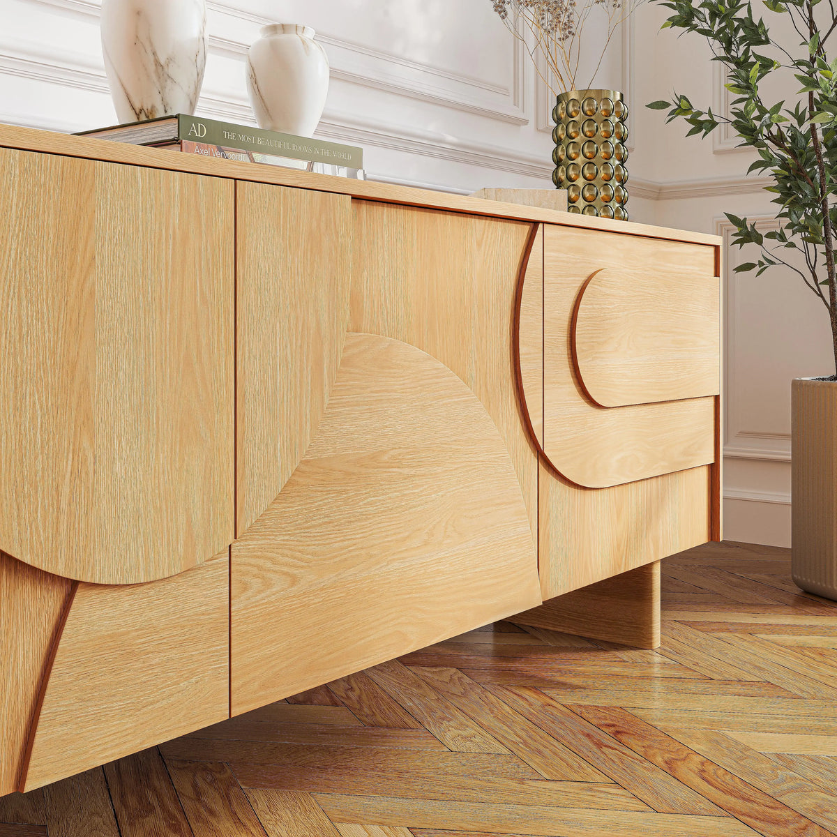MILORD - Oak 3 Door Sideboard