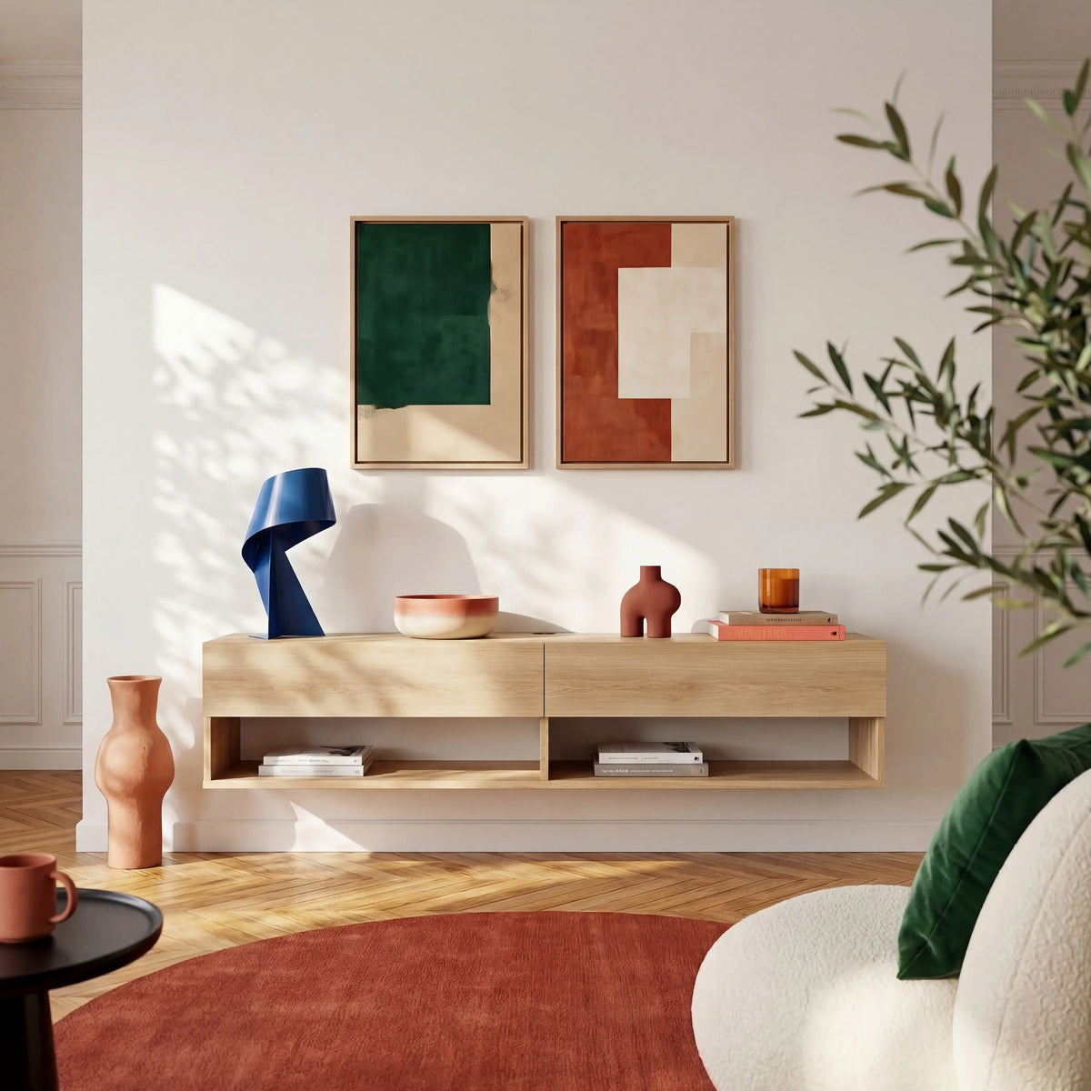 NEPI - Wall-mounted 2 Drawer Entertainment Unit