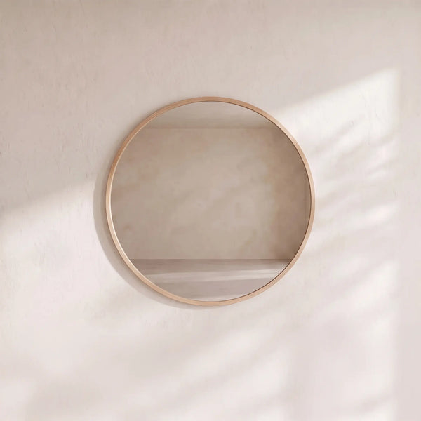 NEPTUNE II - Oak Round Mirror - 100 cm