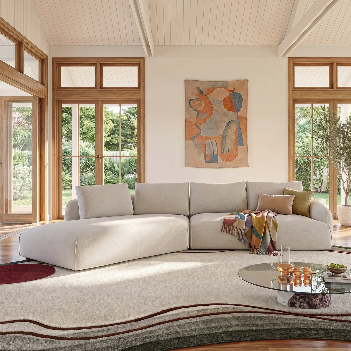 NIZIDA - Fabric Left-hand Chaise Sofa