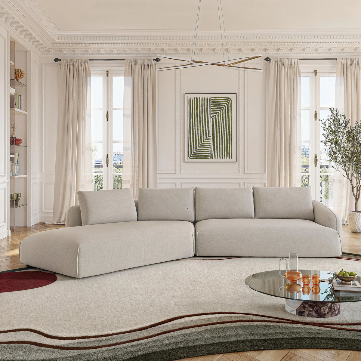 NIZIDA - Fabric Left-hand Chaise Sofa