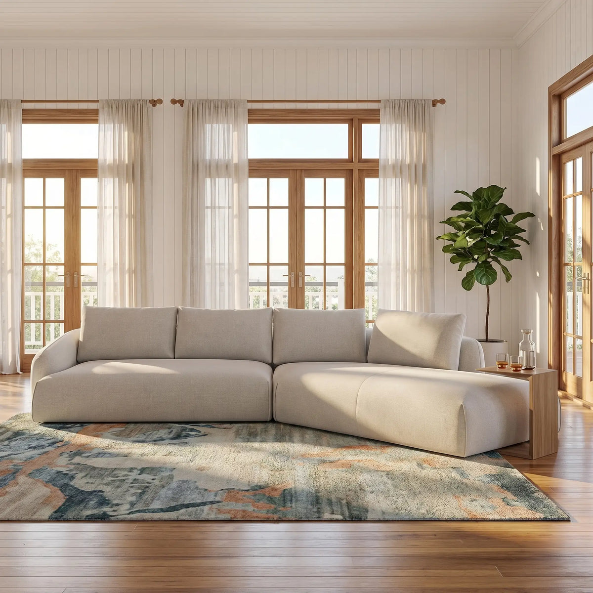 NIZIDA - Fabric Right-hand Chaise Sofa