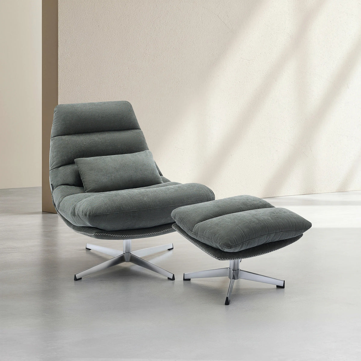 ODERZO - Fabric & Chrome Swivel Armchair