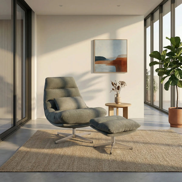 ODERZO - Fabric & Chrome Swivel Armchair