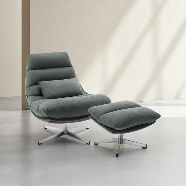 ODERZO - Fabric & Chrome Swivel Armchair