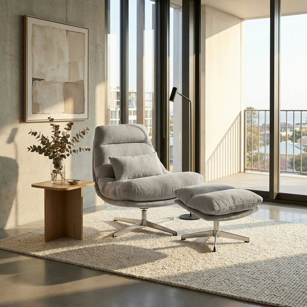 ODERZO - Fabric & Chrome Swivel Armchair
