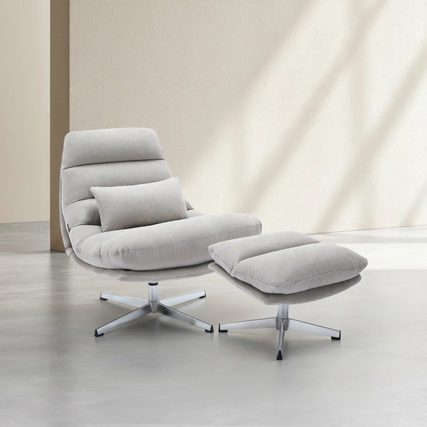 ODERZO - Fabric & Chrome Swivel Armchair