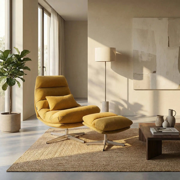 ODERZO - Fabric & Chrome Swivel Armchair