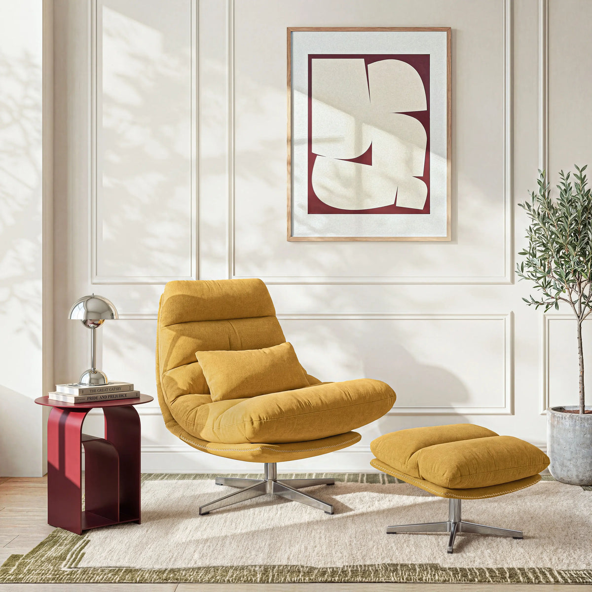 ODERZO - Fabric & Chrome Swivel Armchair
