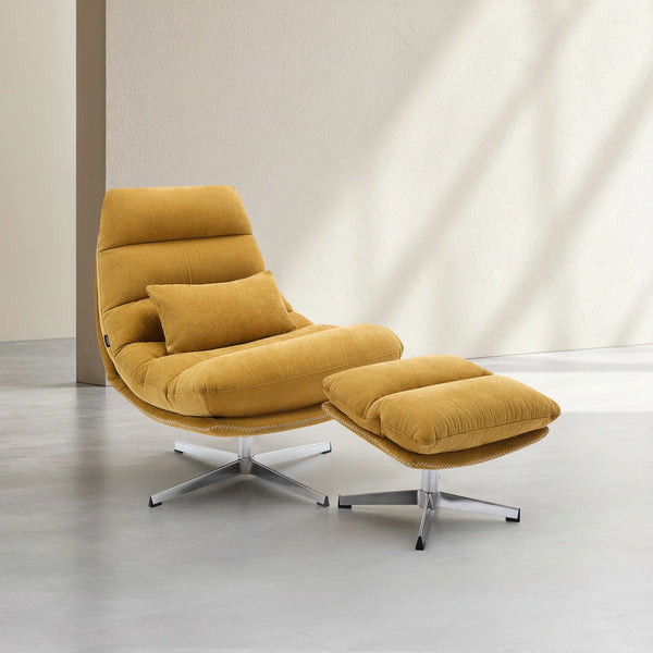 ODERZO - Fabric & Chrome Swivel Armchair