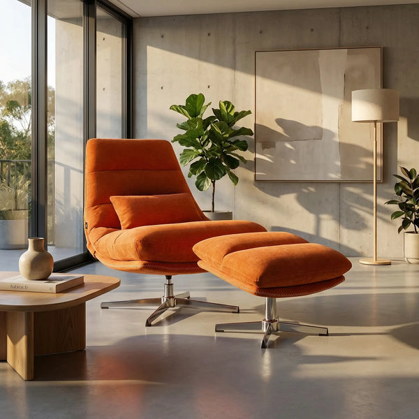 ODERZO - Fabric & Chrome Swivel Armchair