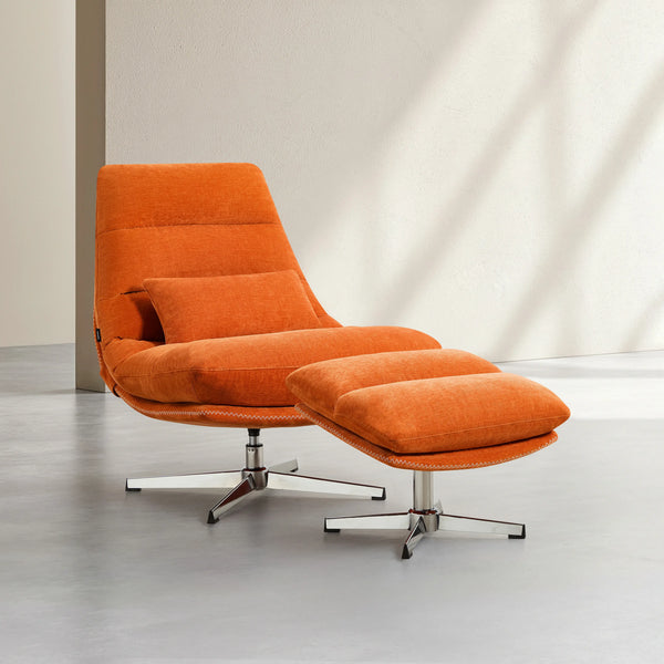 ODERZO - Fabric & Chrome Swivel Armchair