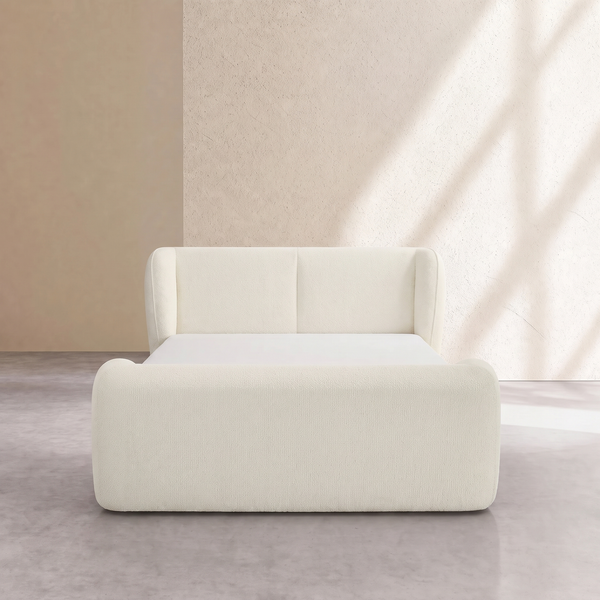 OLBIA - Bouclé Fabric Bed - Queen Size