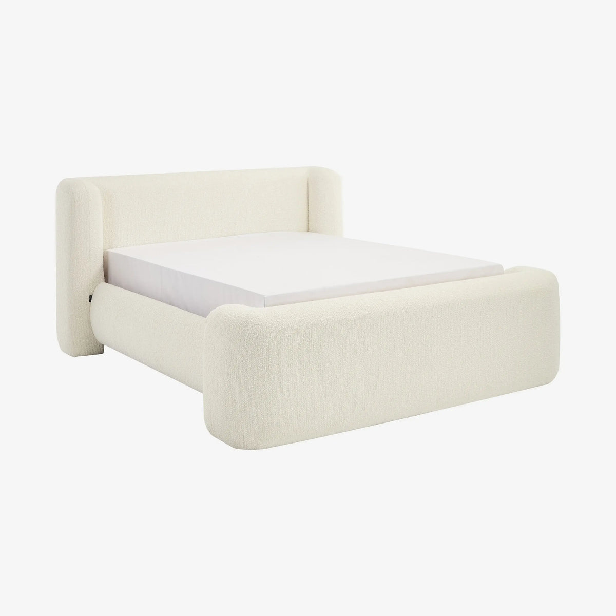 OLBIA - Bouclé Storage Bed - Queen Size