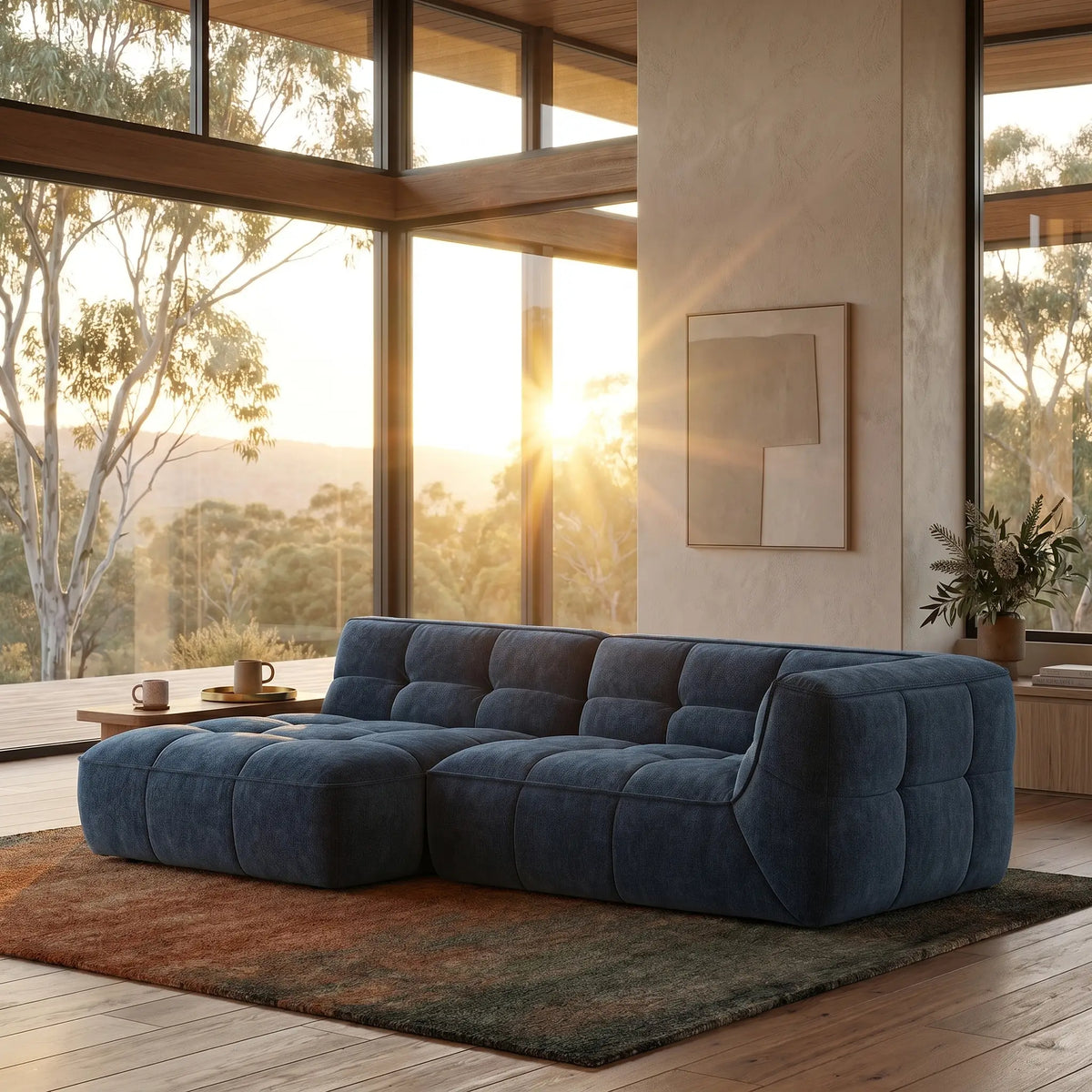 ORIETO - Fabric Left-hand Chaise Sofa