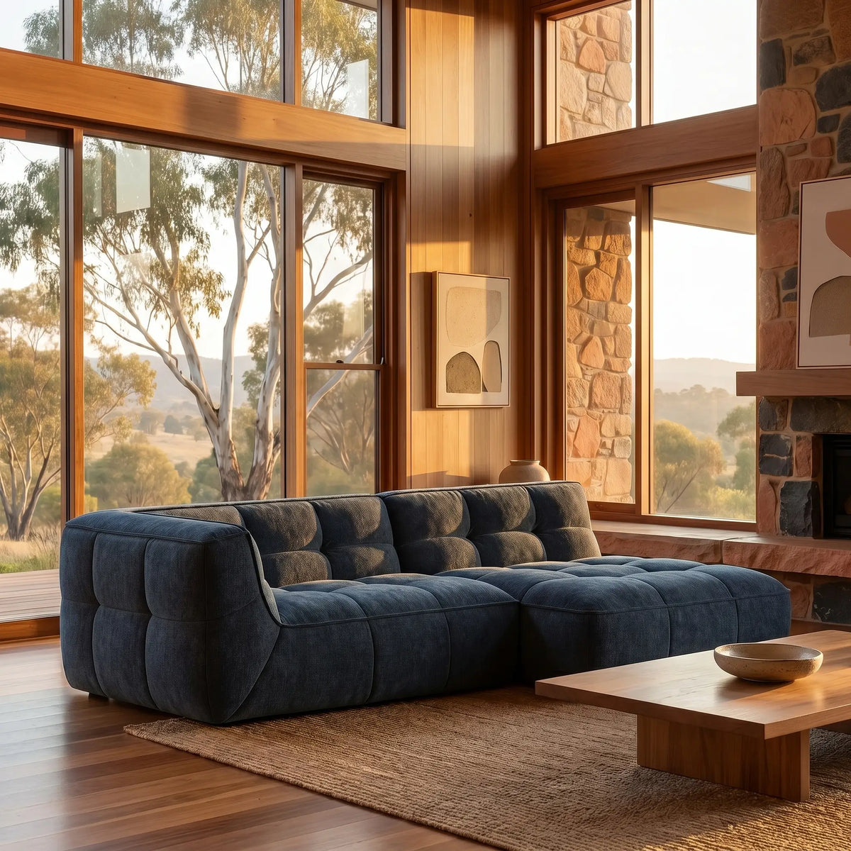 ORIETO - Fabric Right-hand Chaise Sofa