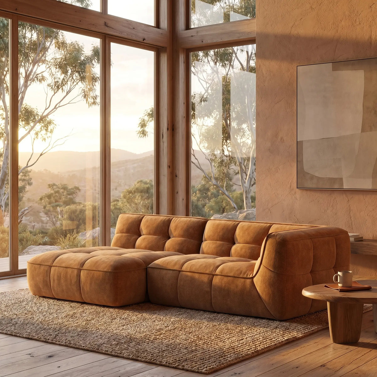 ORIETO - Fabric Left-hand Chaise Sofa