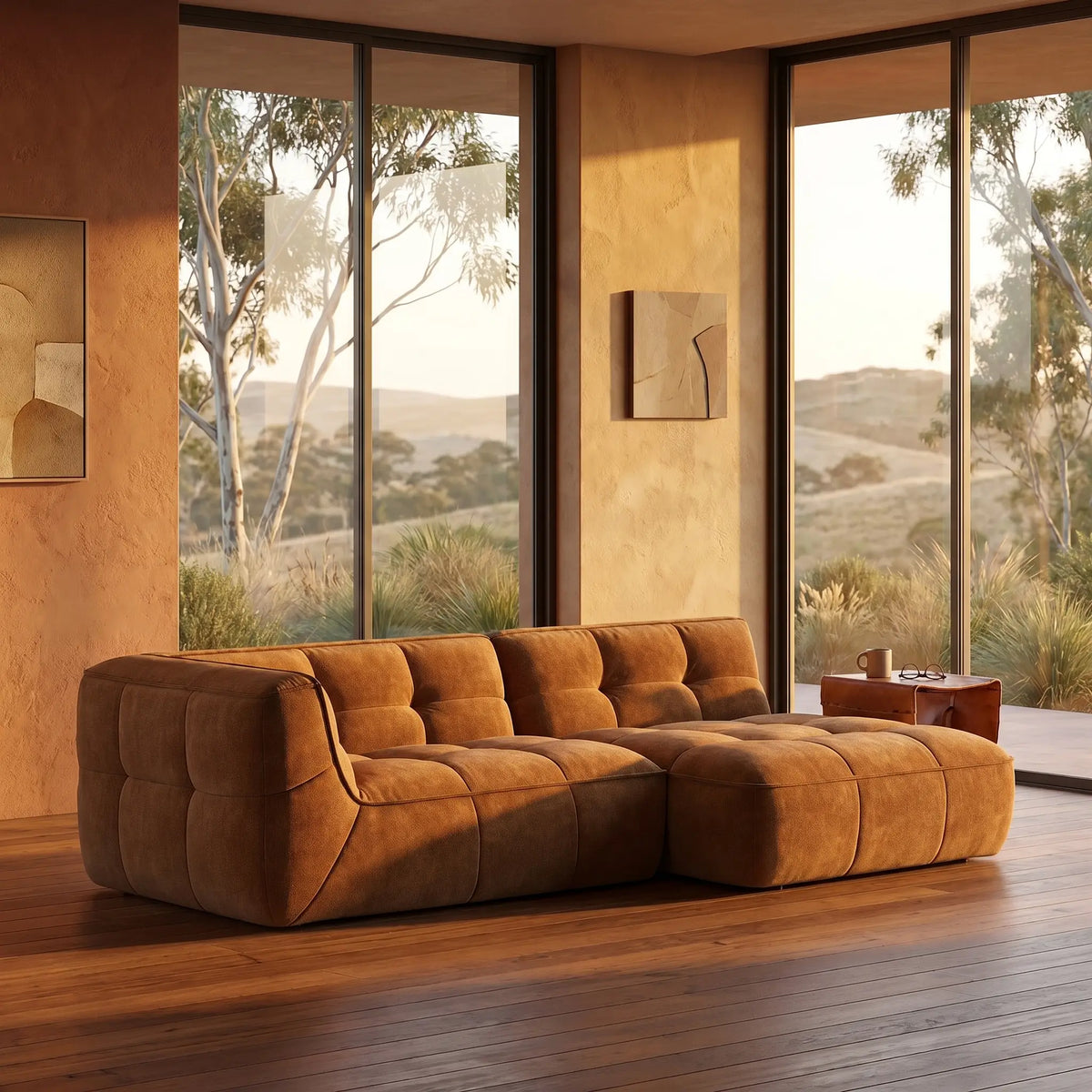 ORIETO - Fabric Right-hand Chaise Sofa