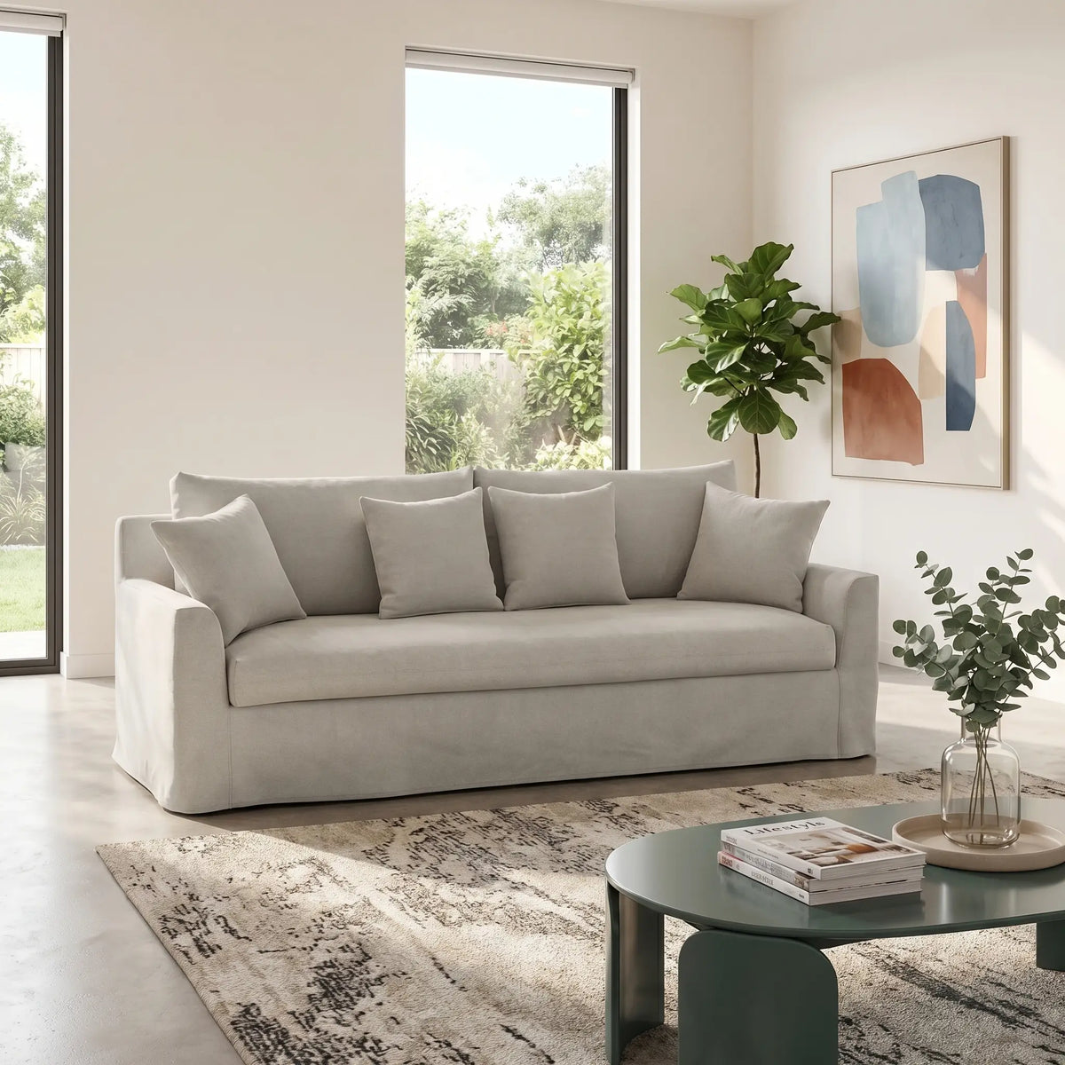 OSTUNI - Linen 3 Seater Sofa
