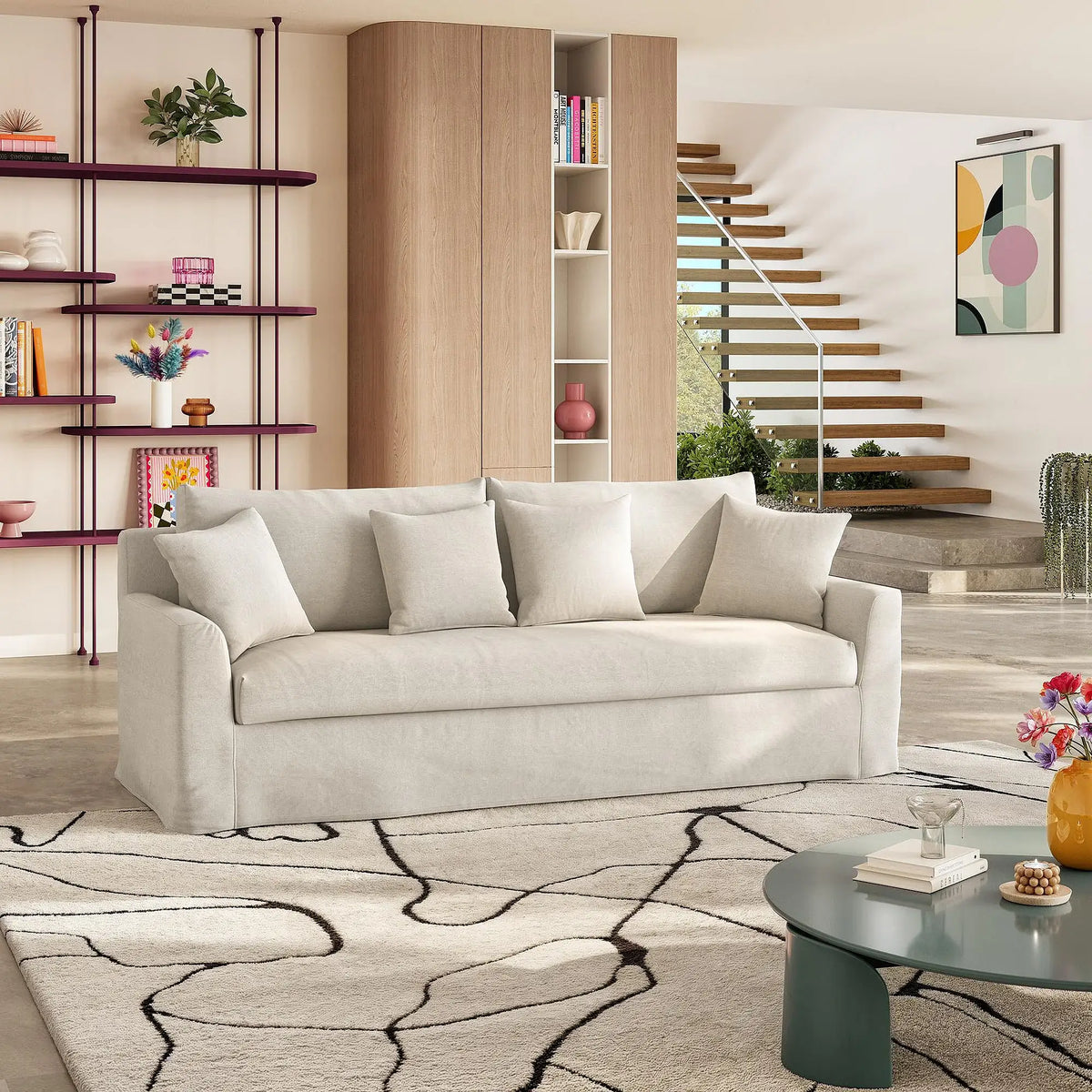 OSTUNI - Linen 3 Seater Sofa