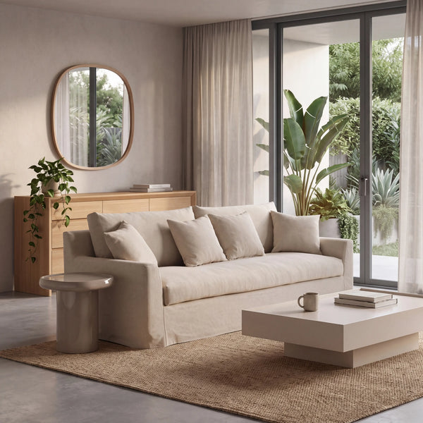 OSTUNI - Linen 3 Seater Sofa