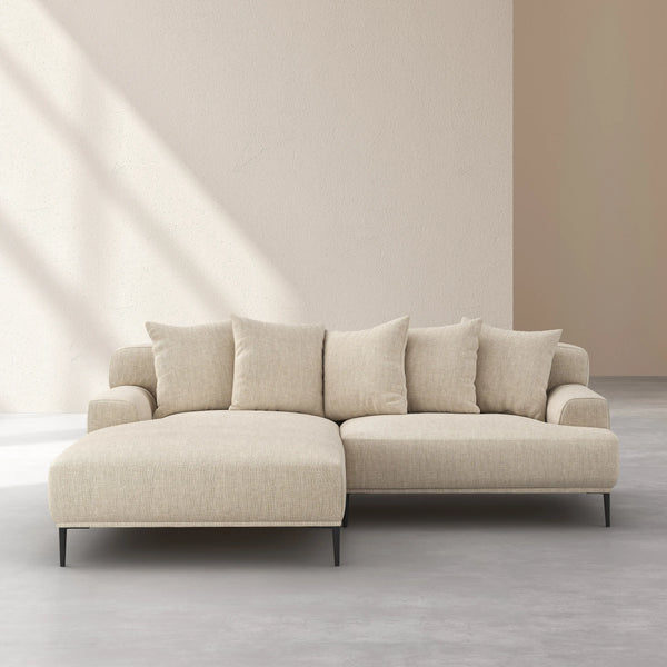 OTTONE II - Linen Left-hand Chaise Sofa
