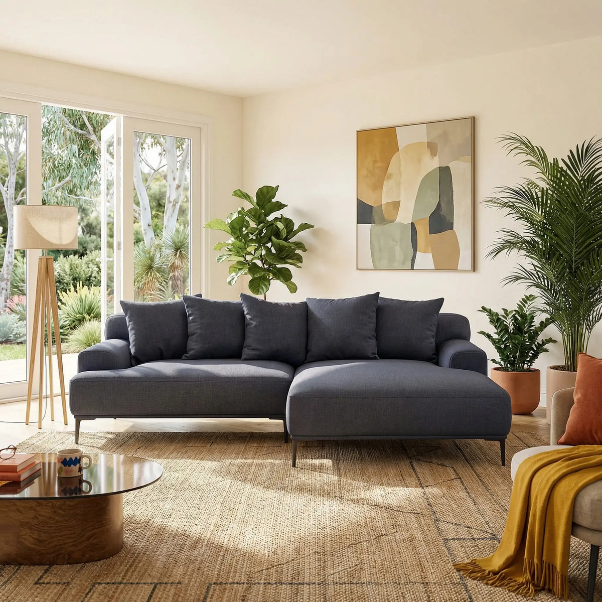 OTTONE II - Linen Right-hand Chaise Sofa