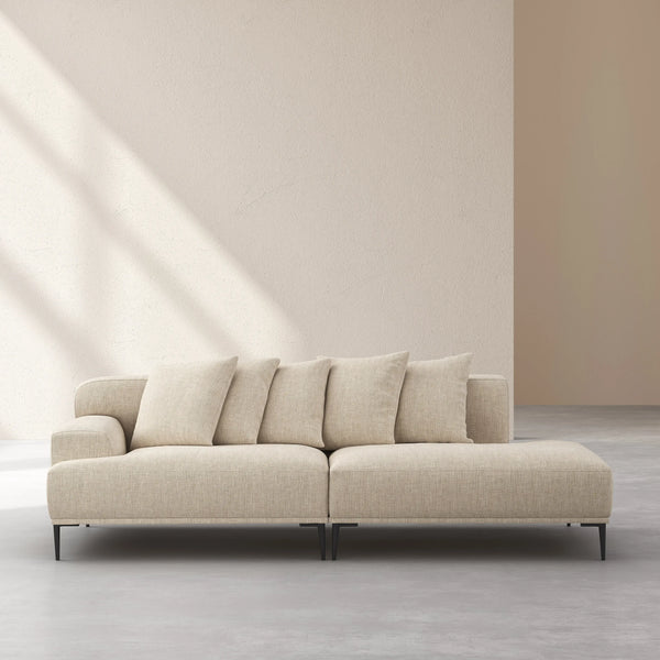 OTTONE II - Linen Left-facing Chaise Sofa