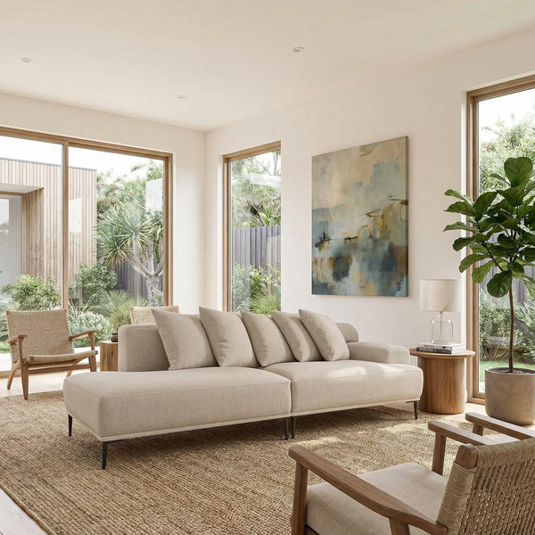 OTTONE II - Linen Right-facing Chaise Longue