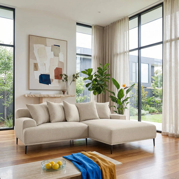 OTTONE II - Linen Right-hand Chaise Sofa